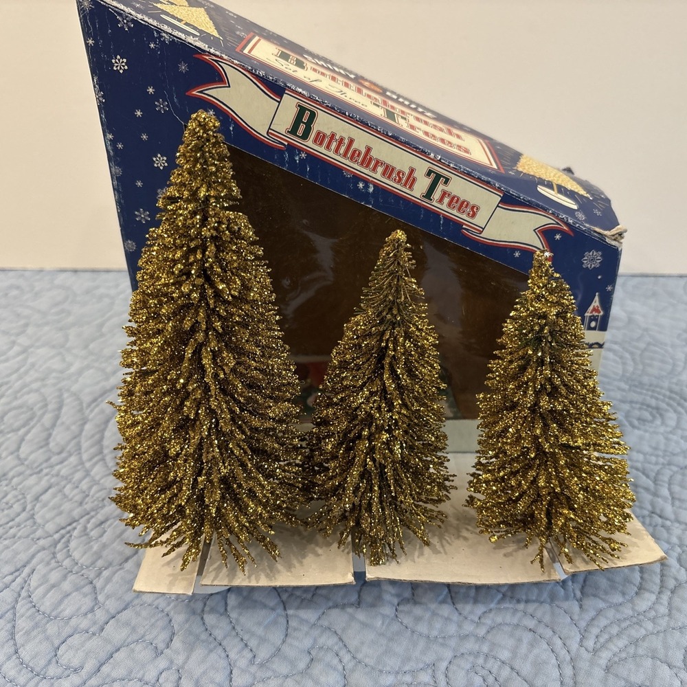 Christopher Radko‎ Shiny Brite Gold Glitter Bottlebrush Trees